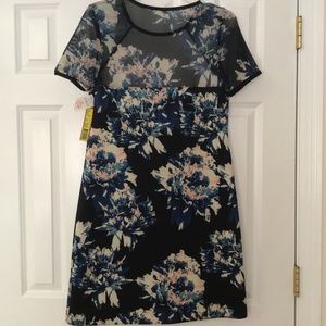 Catherine Malandrino scuba dress with net yoke